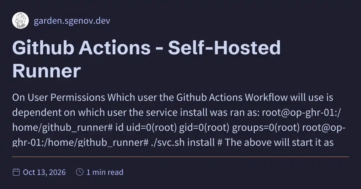 Github Actions - Self-Hosted Runner